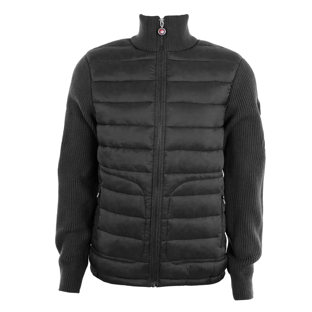 Canada Weather Gear Men's Puffer Jacket with Sweater Sleeves sold by Zulily