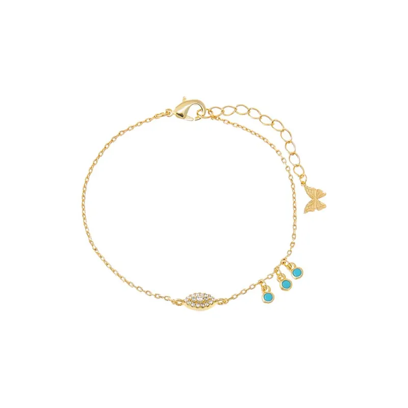 Evil Eye X Dangling Turquoise Bezel Bracelet sold by Zulily