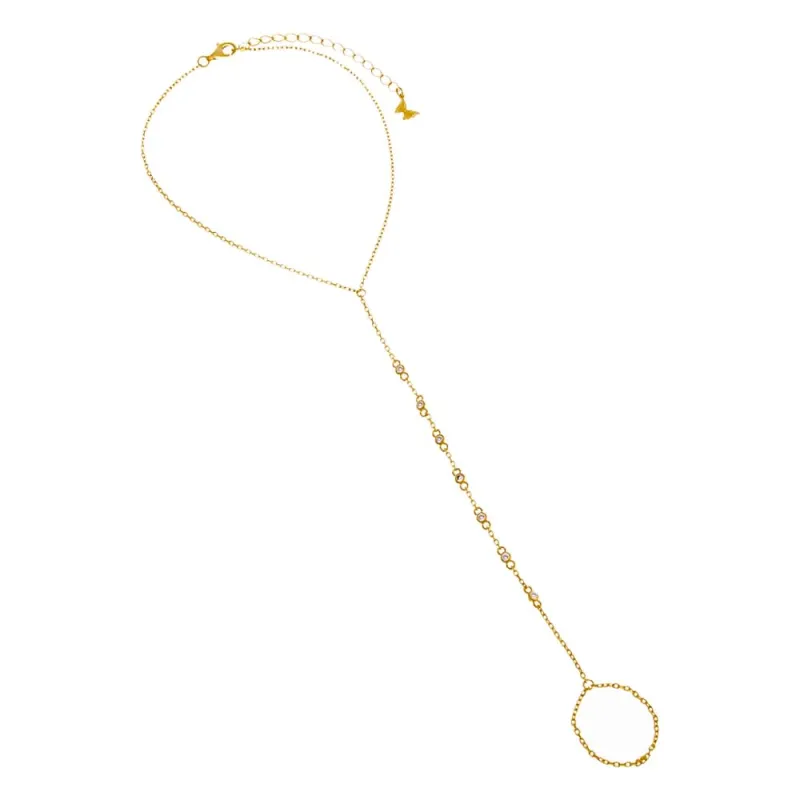 CZ Multi Embedded Bezel Hand Chain sold by Zulily