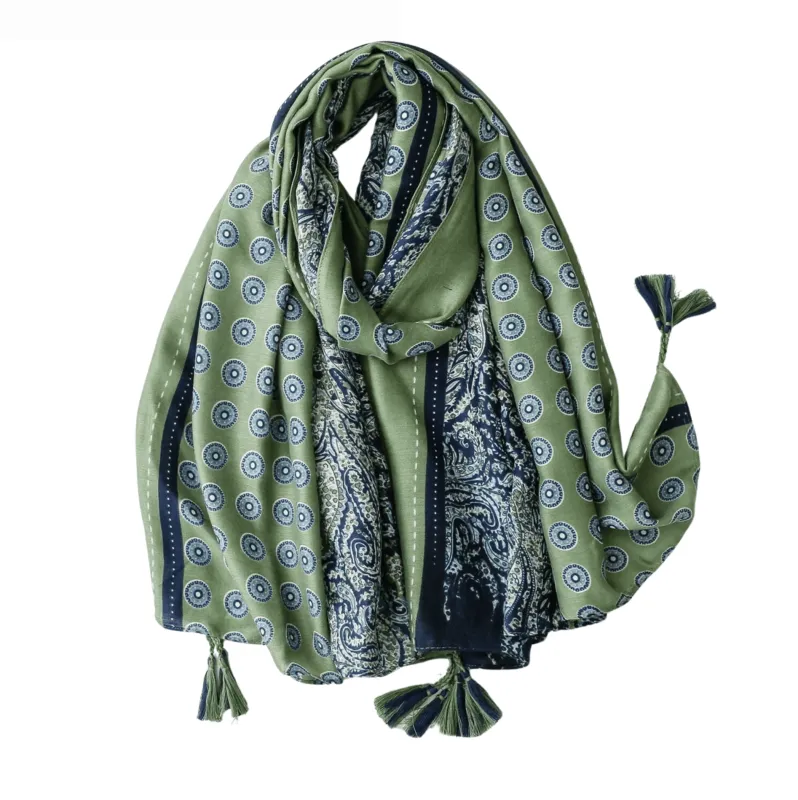Green And Navy Circle Scarf sold by Zulily