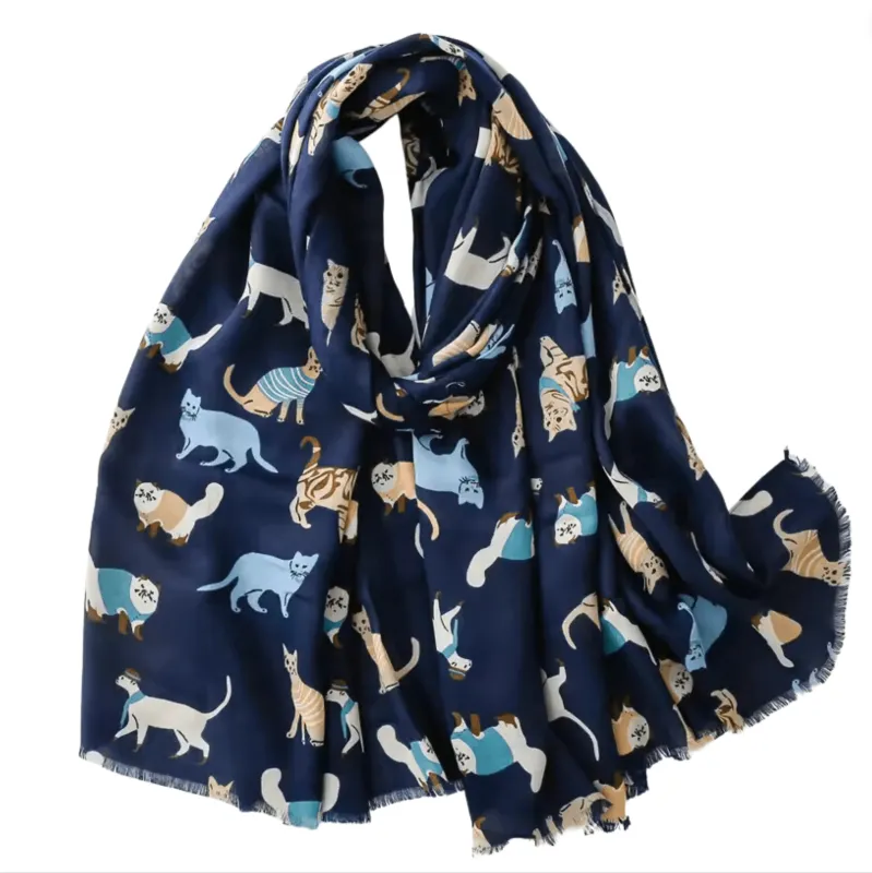 Blue Summer Scarf with Happy Cats sold by Zulily