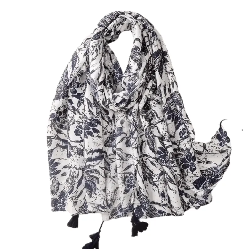 Floral Indigo Tassel Scarf sold by Zulily