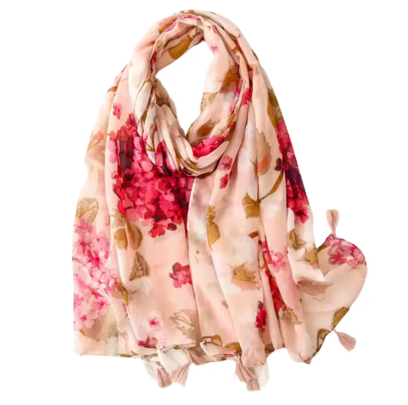 Blush Bloom Floral Scarf with Tassel Accents sold by Zulily