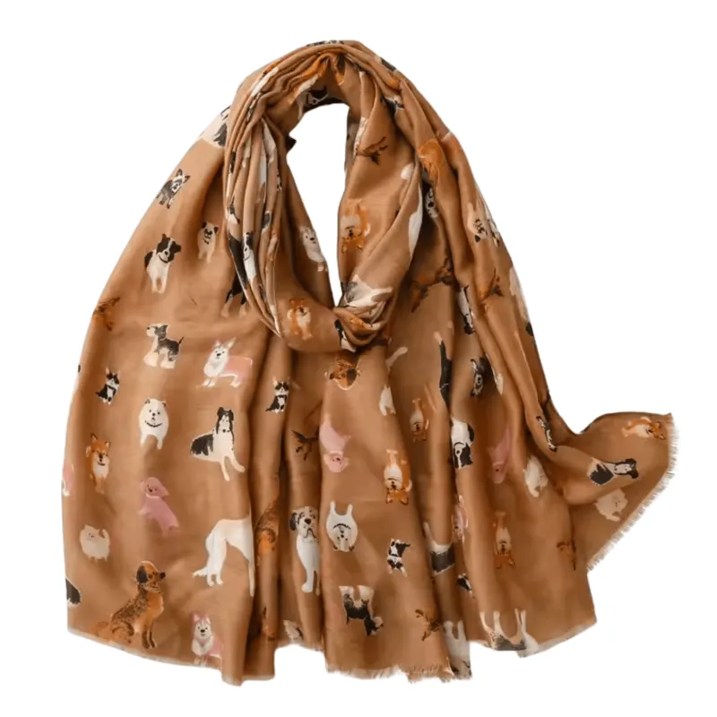 Adorable Dog Print Scarf with Frayed Edges made by Zulily