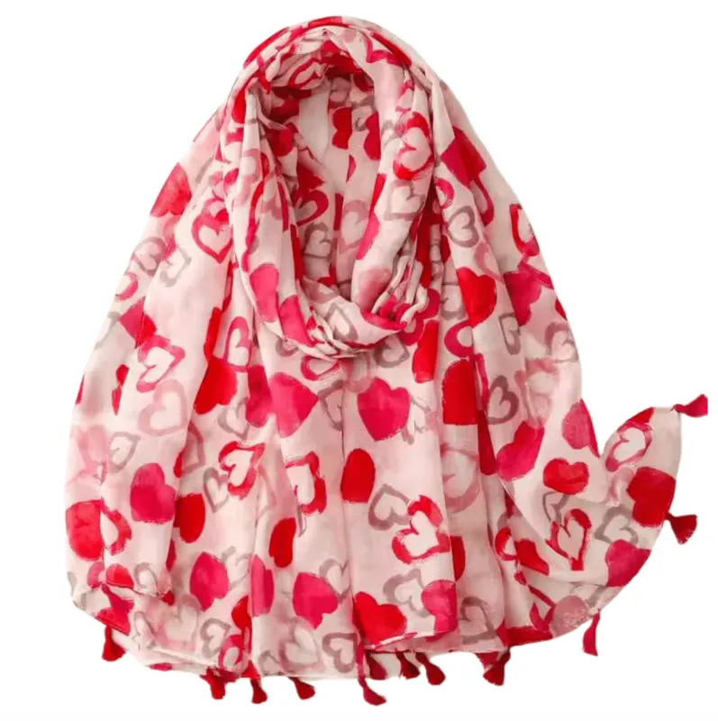 Heartfelt Love Print Scarf with Tassels sold by Zulily