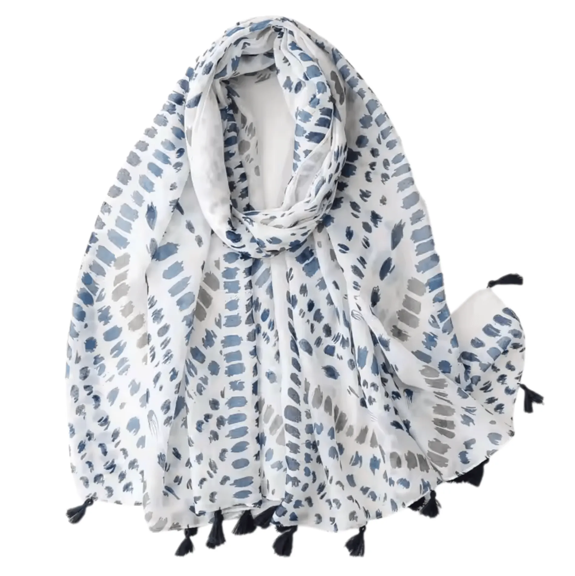 Blue Brushstroke Tassel Scarf sold by Zulily