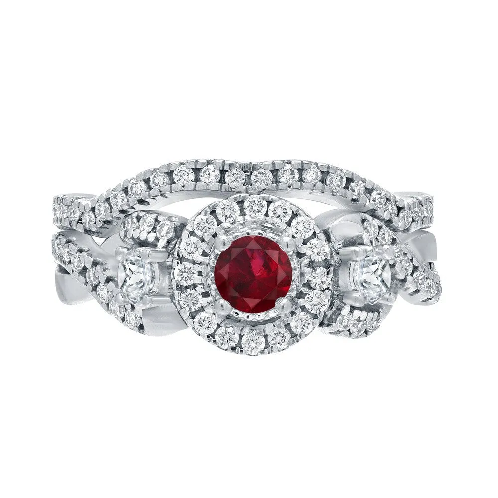 14k Gold 1/5ct Ruby and 3/5ct TDW Diamond Braided Infinity Engagement Ring Set sold by Zulily product image thumbnail 4