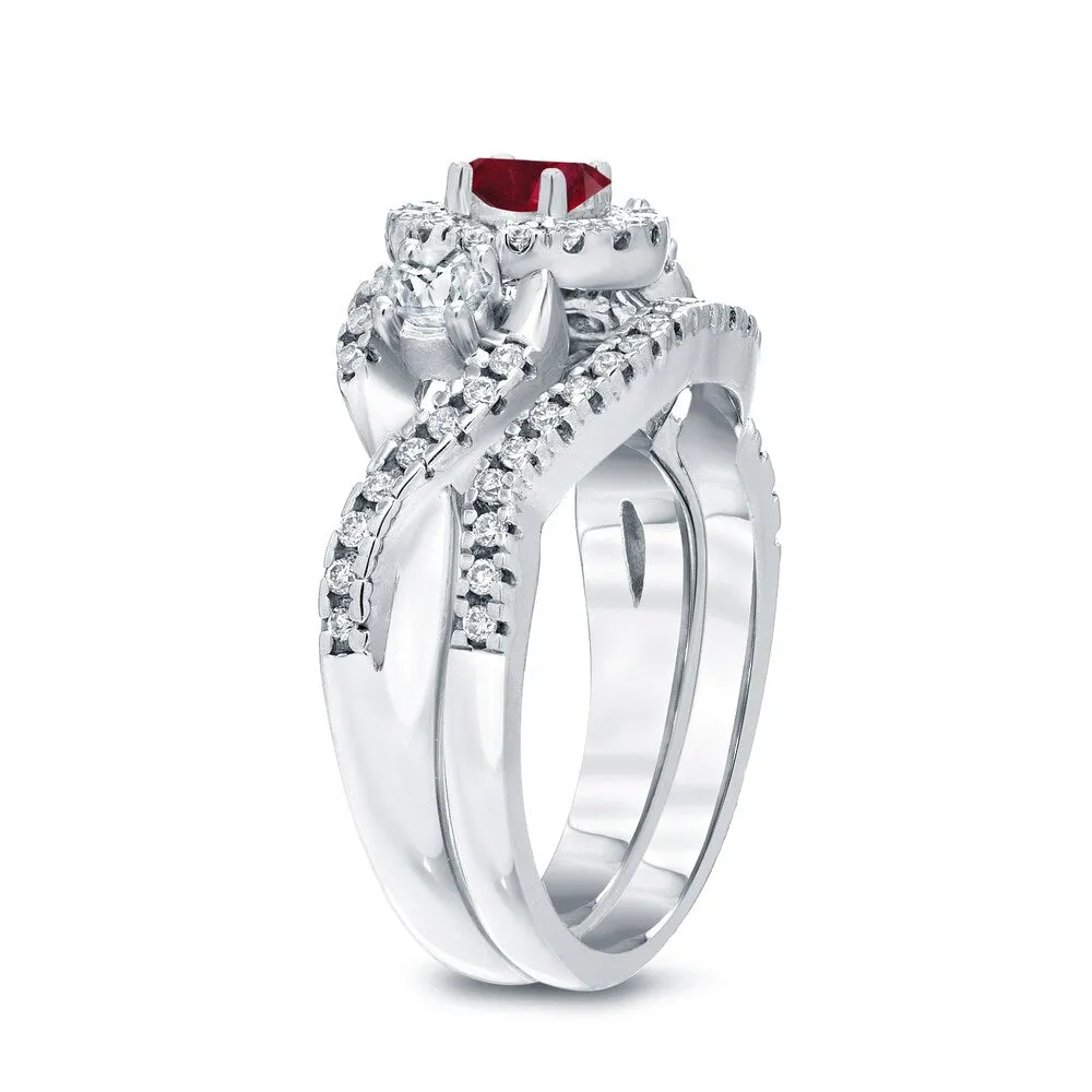 14k Gold 1/5ct Ruby and 3/5ct TDW Diamond Braided Infinity Engagement Ring Set sold by Zulily product image thumbnail 5