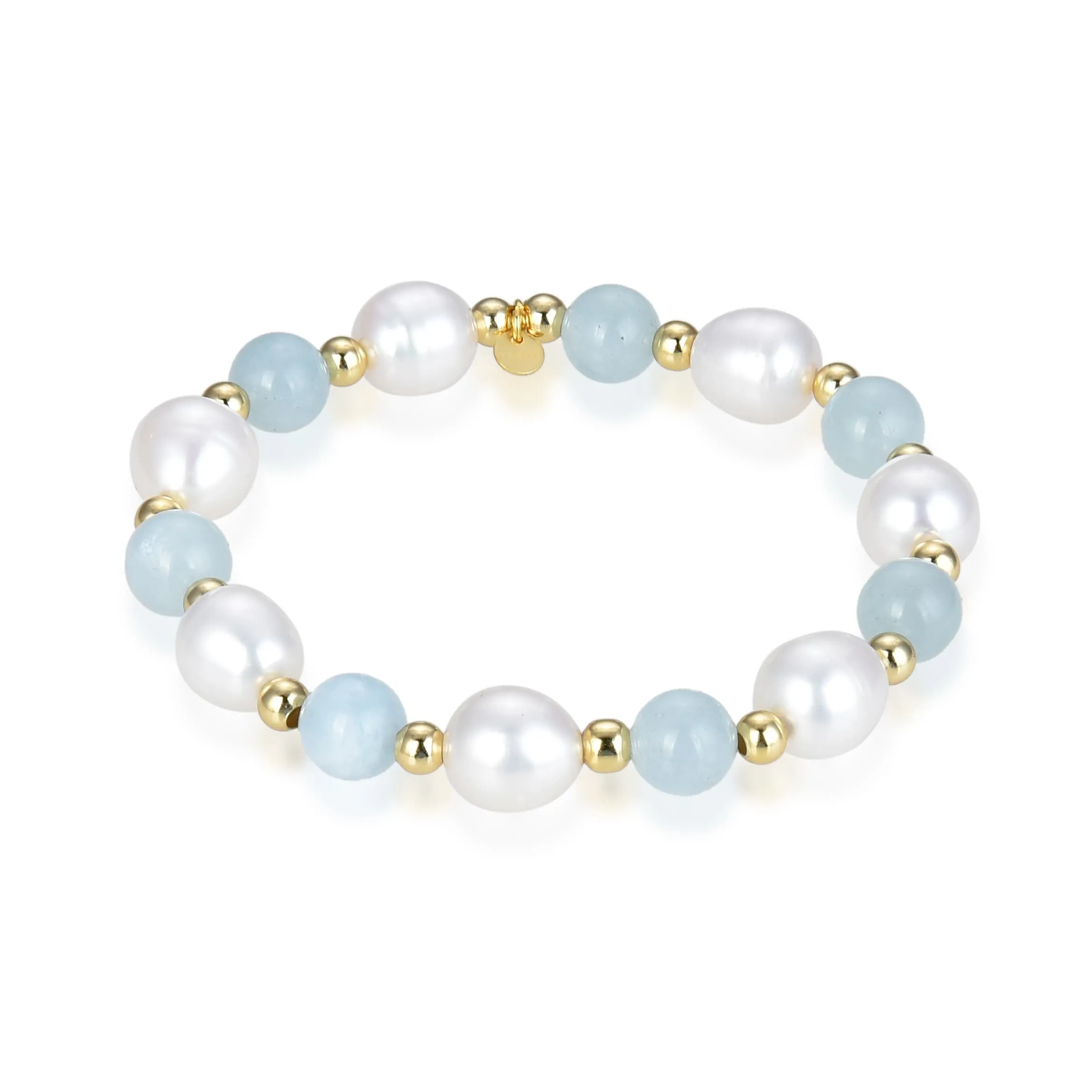 V3 Jewelry Sterling Silver Freshwater Pearl and Aquamarine Beaded Bracelet sold by Zulily