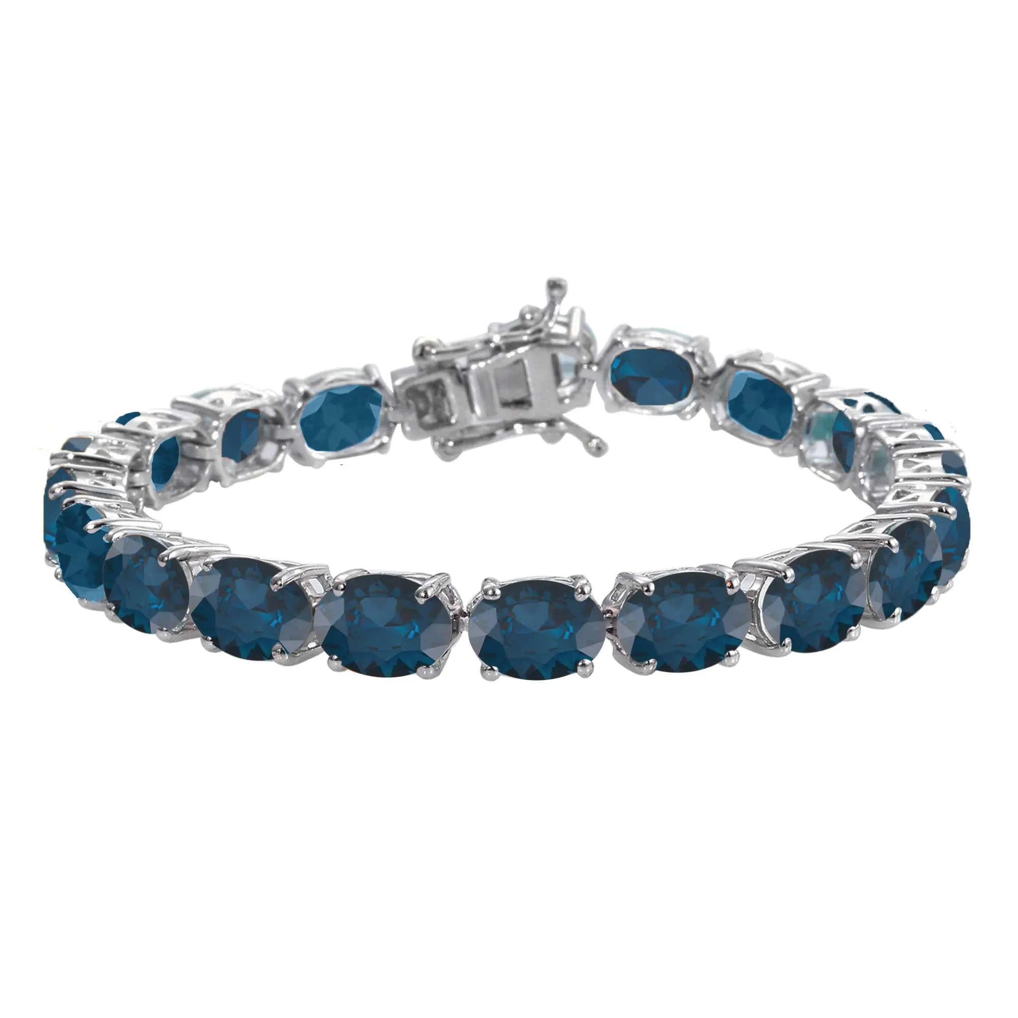 V3 Jewelry 16.50Ct Sterling Silver Natural London Blue Topaz Tennis Bracelet sold by Zulily