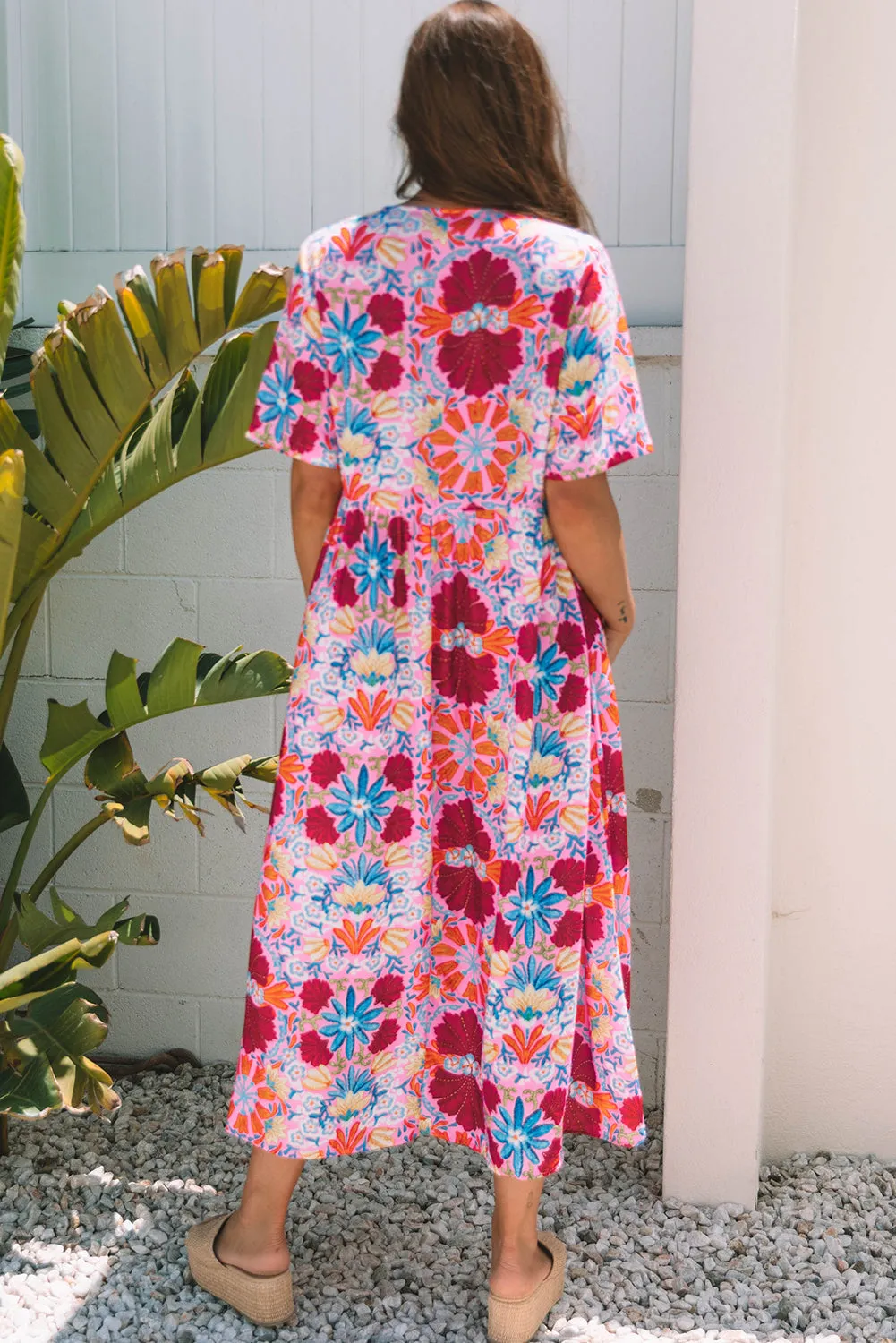 Hannah Floral Tied Front High Waist Long Dress by Threaded Pear sold by Zulily product image thumbnail 2
