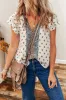 Aria Boho Pattern Ruffled Sleeve V Neck Buttoned Blouse by Threaded Pear sold by Zulily