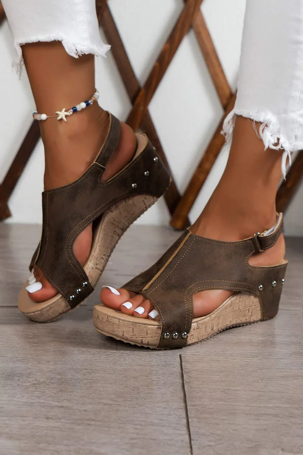 Eleanor Studded Cut Out Wedge Sandals by Threaded Pear sold by Zulily product image thumbnail 5