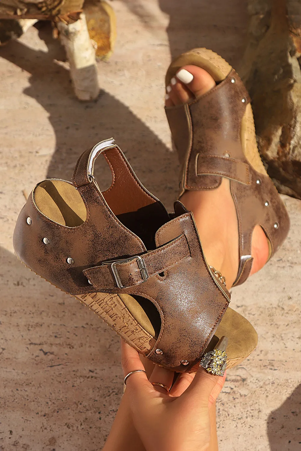 Camila Cut Out Buckle Platform Sandals by Threaded Pear sold by Zulily product image thumbnail 5