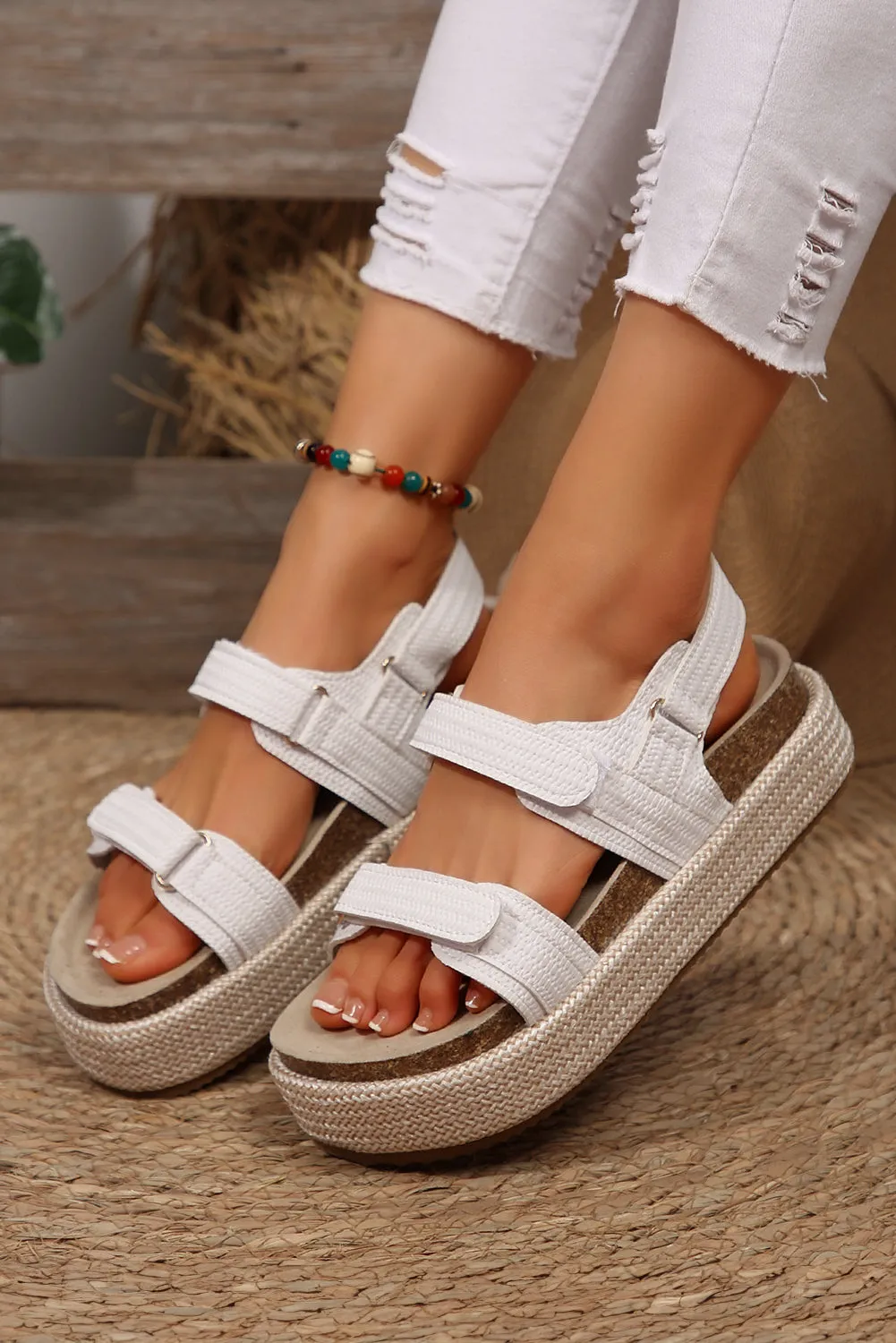 Sofia Double Velcro Woven Platform Sandals by Threaded Pear sold by Zulily product image thumbnail 2