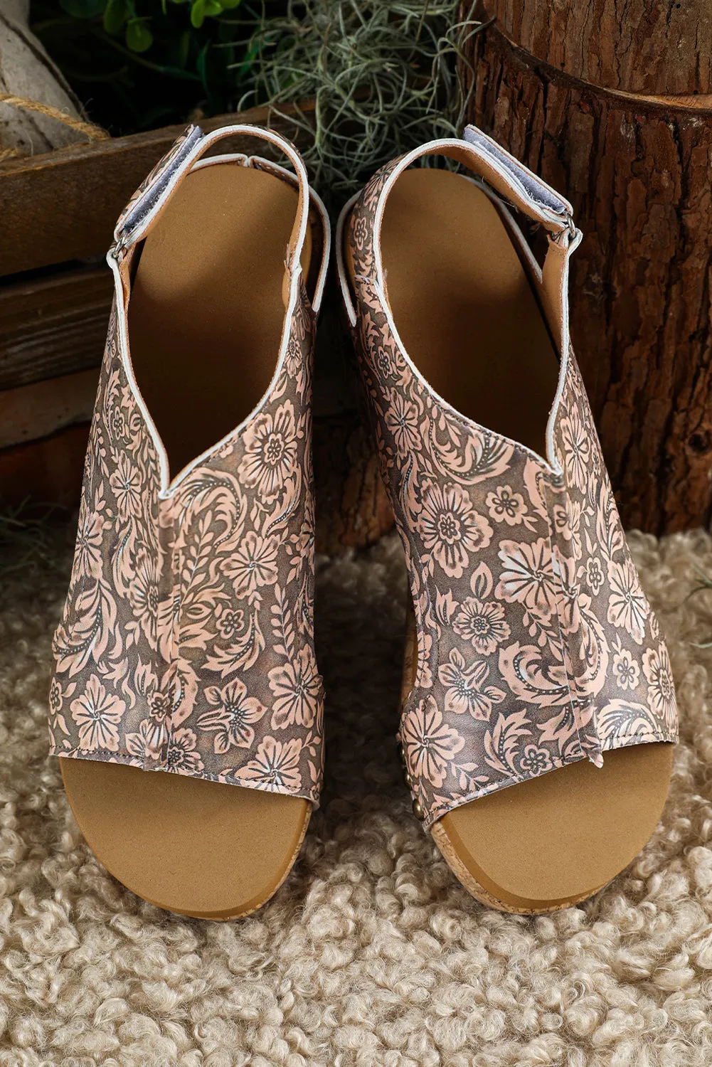 Vintage Floral Hollowed Platform Sandals by Threaded Pear sold by Zulily product image thumbnail 4