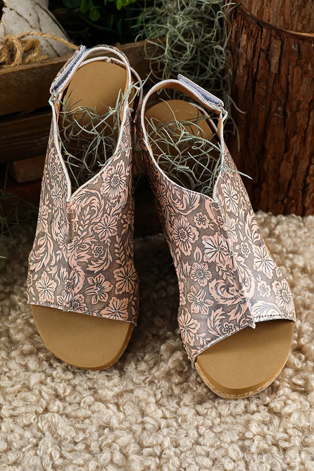 Vintage Floral Hollowed Platform Sandals by Threaded Pear sold by Zulily product image thumbnail 3