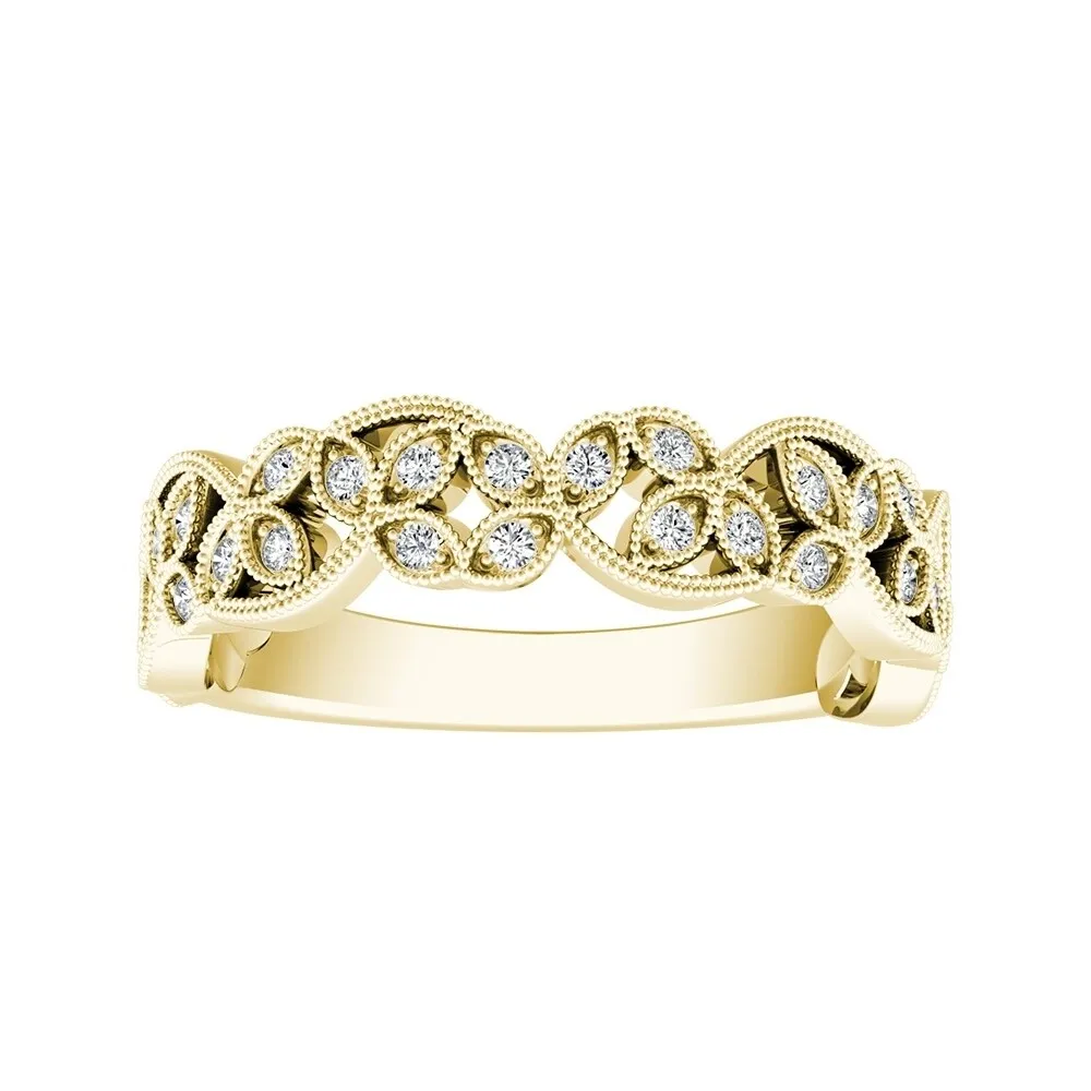 Auriya Floral Vintage 1/8ctw Diamond Wedding Band 18K Gold sold by Zulily product image thumbnail 2