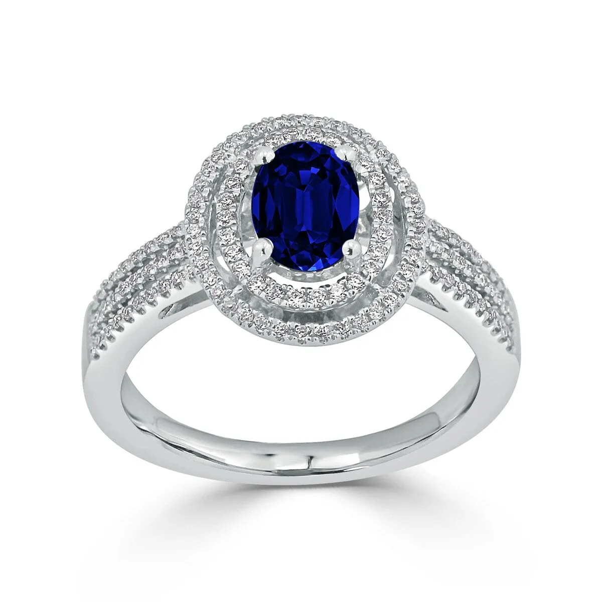 Auriya 18k Gold 1.04ct Oval Sapphire Halo Diamond Engagement Ring 1/4ct TDW sold by Zulily product image thumbnail 3