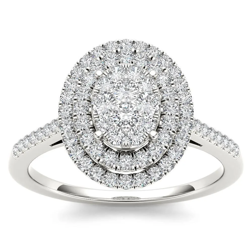De Couer 14k White Gold 1/3ct TDW Diamond Double Frame Engagement Ring - White H-I sold by Zulily