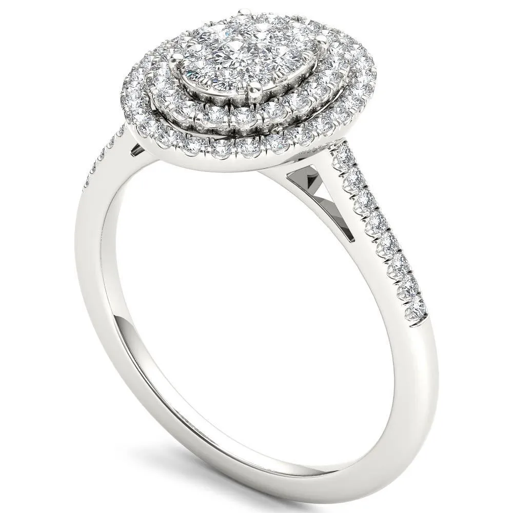 De Couer 14k White Gold 1/3ct TDW Diamond Double Frame Engagement Ring - White H-I sold by Zulily product image thumbnail 2