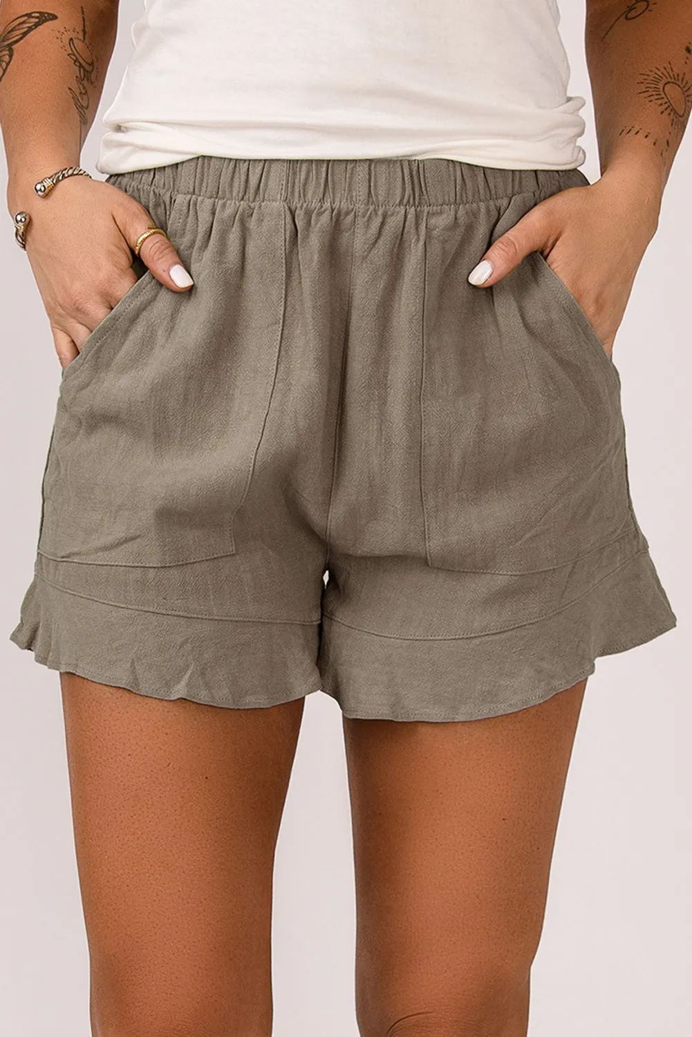 Katie High Waist Pocketed Ruffle Shorts by Threaded Pear sold by Zulily