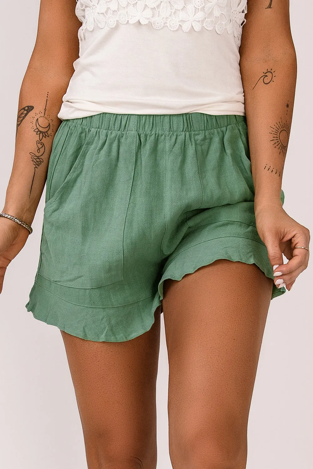 Katie High Waist Pocketed Ruffle Shorts by Threaded Pear sold by Zulily product image thumbnail 3