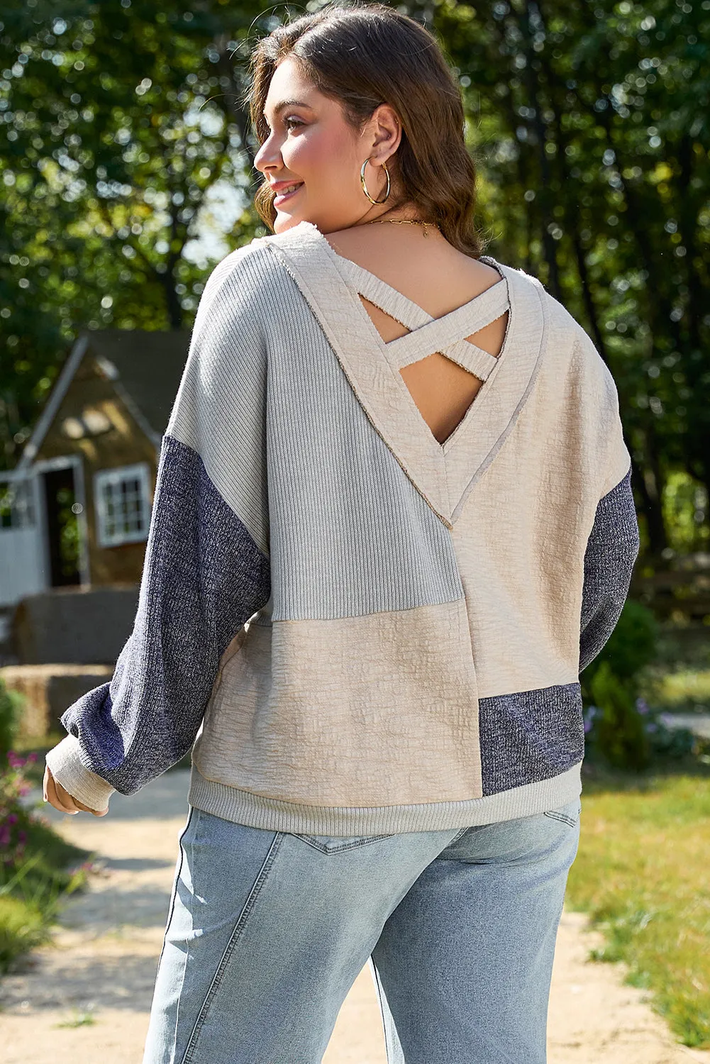 Elaina Plus Size Textured V Neck Top by Threaded Pear sold by Zulily product image thumbnail 2