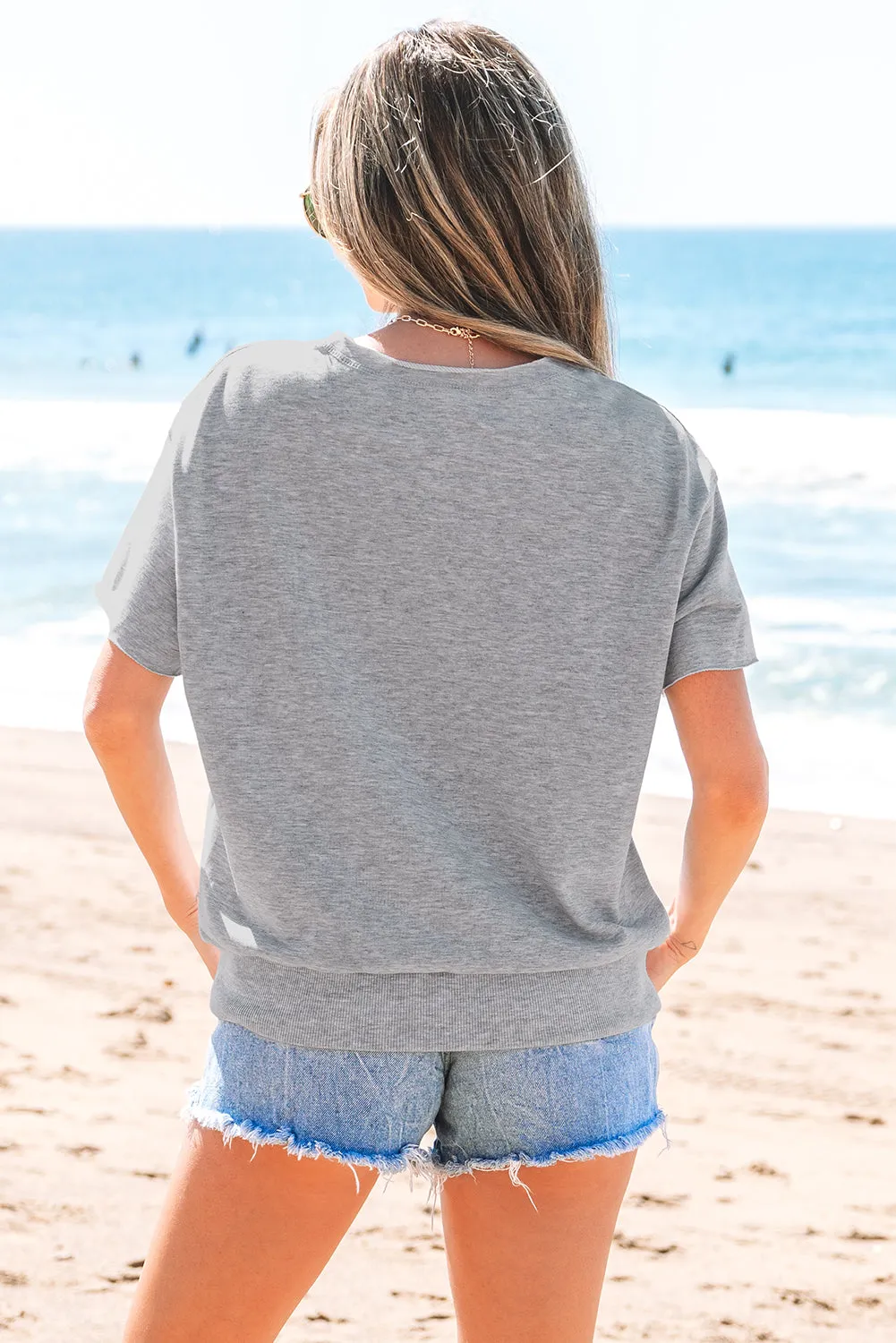 USA Patch Notched Neck Loose Tee by Threaded Pear sold by Zulily product image thumbnail 2