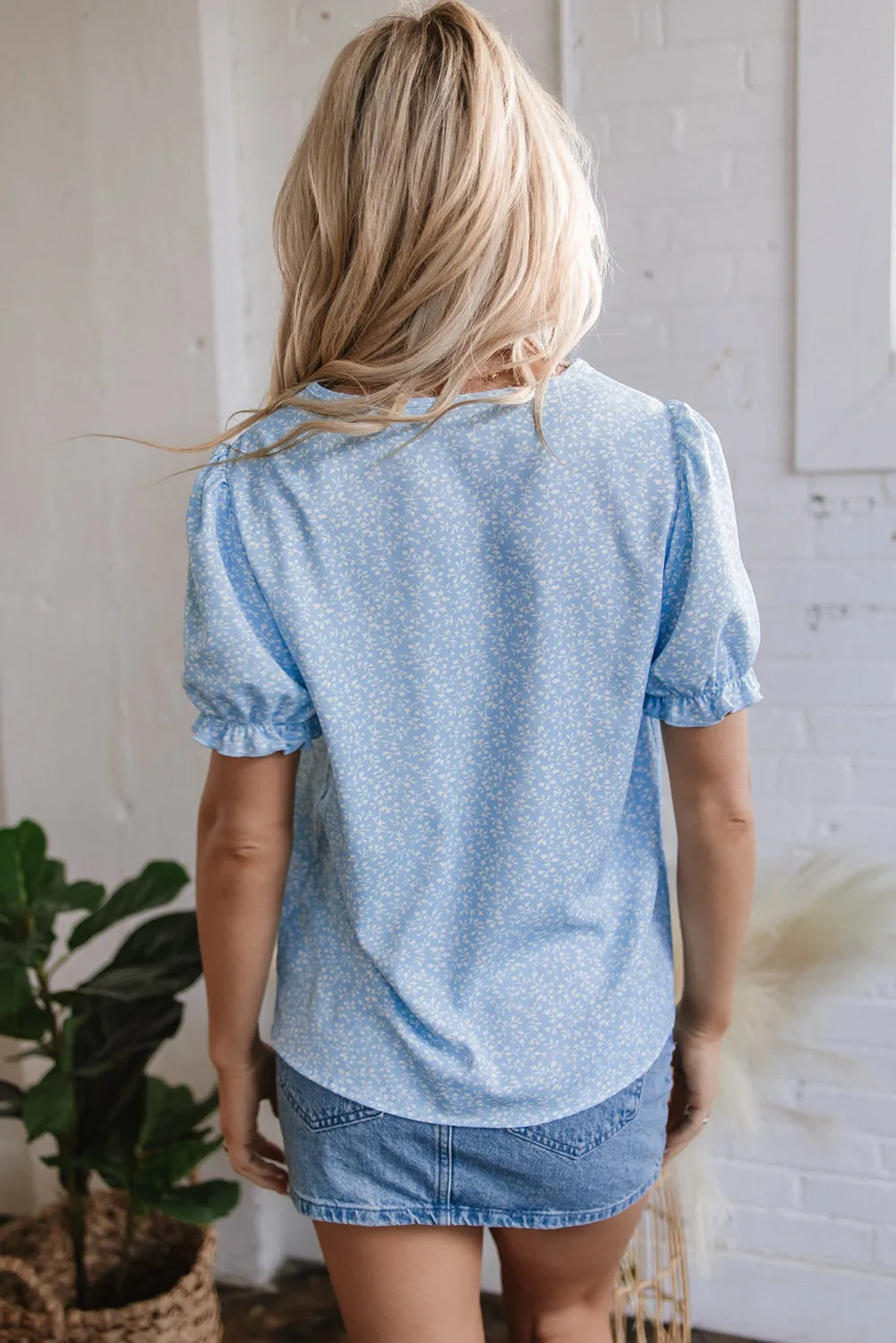 Kenzie Floral Embroidered Puff Sleeve Blouse by Threaded Pear sold by Zulily product image thumbnail 2