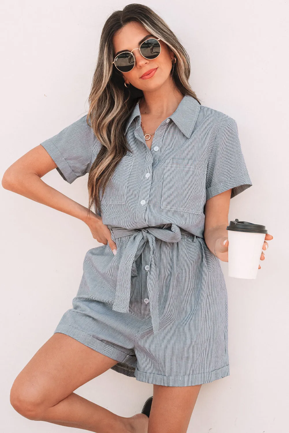 Fernanda Stripe High Waist Romper by Threaded Pear sold by Zulily product image thumbnail 5