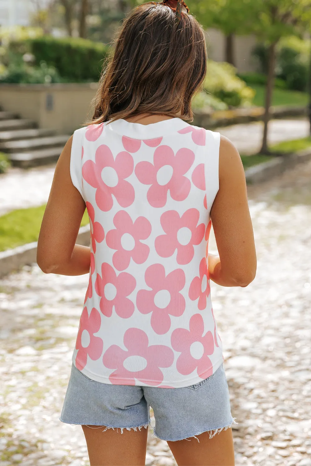 Andi Flower Knitted V Neck Tank Top by Threaded Pear sold by Zulily product image thumbnail 2