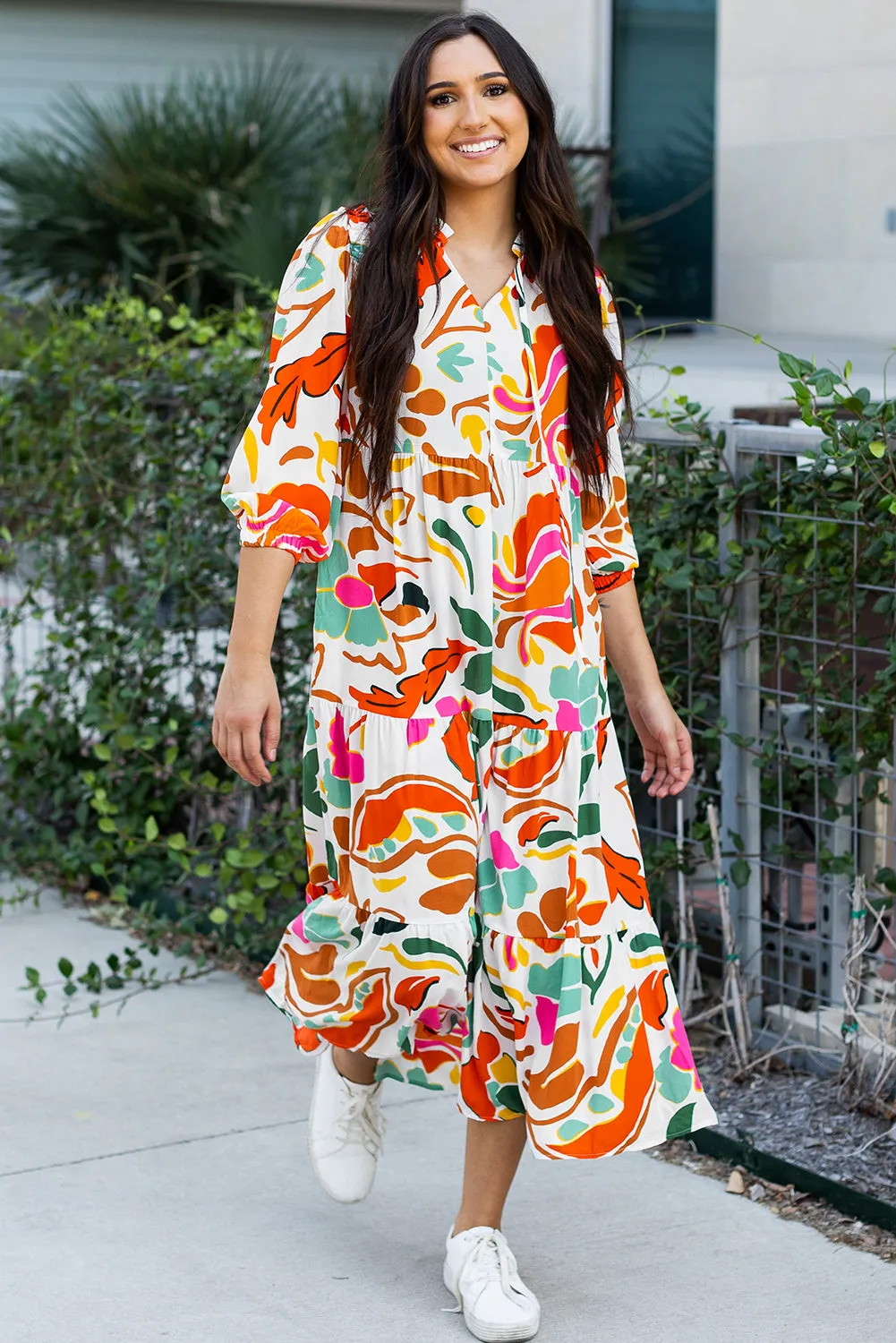 Alanna Floral Tiered Maxi Dress by Threaded Pear sold by Zulily product image thumbnail 3