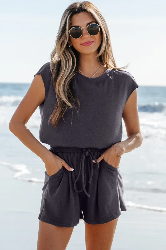 Frances Open Back Cap Sleeve Drawstring Romper by Threaded Pear sold by Zulily