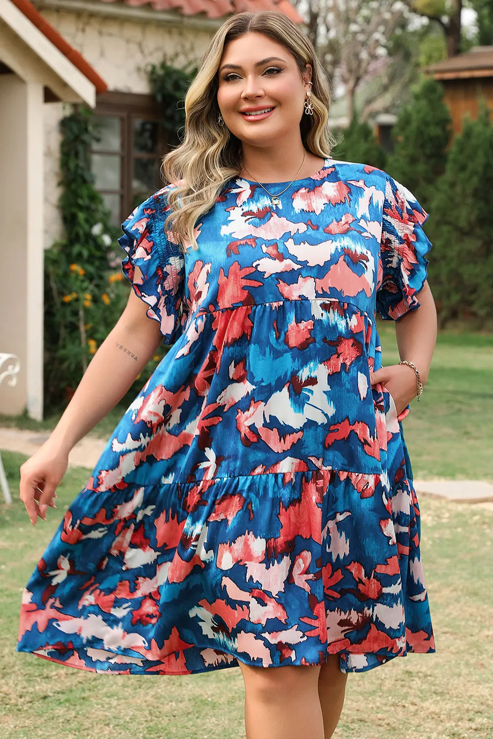 Palmer Plus Size Ruffled Short Sleeve Dress by Threaded Pear sold by Zulily product image thumbnail 4