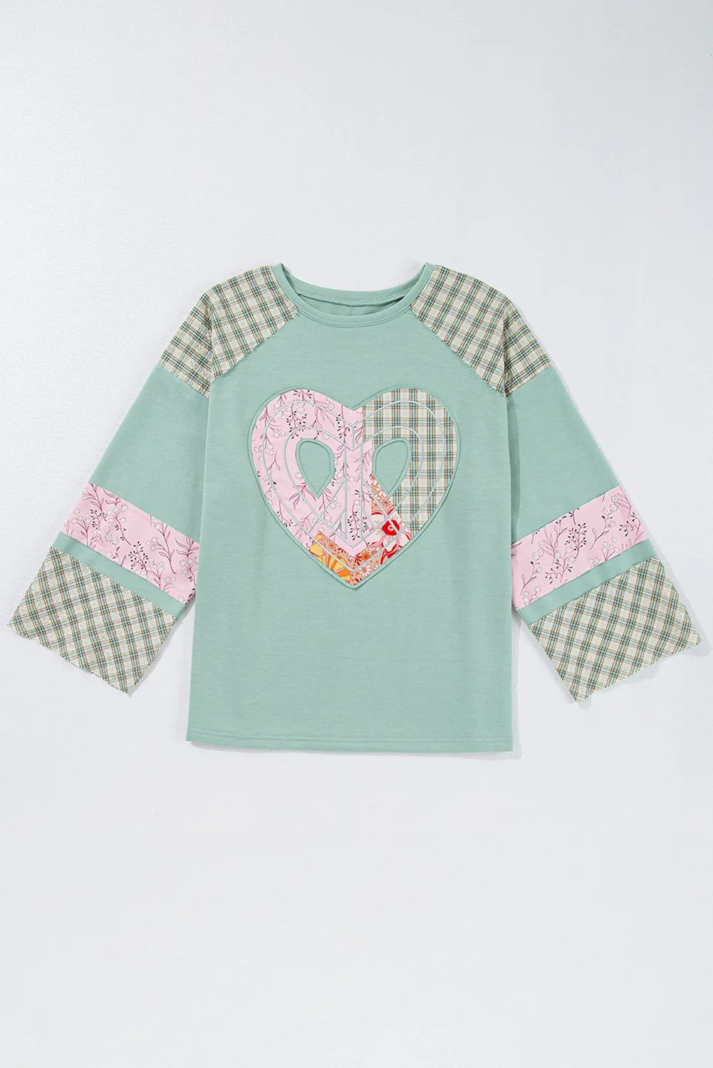 Emilia Plaid Floral Peace Heart Long Sleeve Top by Threaded Pear sold by Zulily product image thumbnail 5