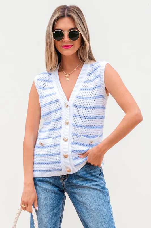 Veda V Neck Gold Buttons Elegant Sweater Vest by Threaded Pear sold by Zulily