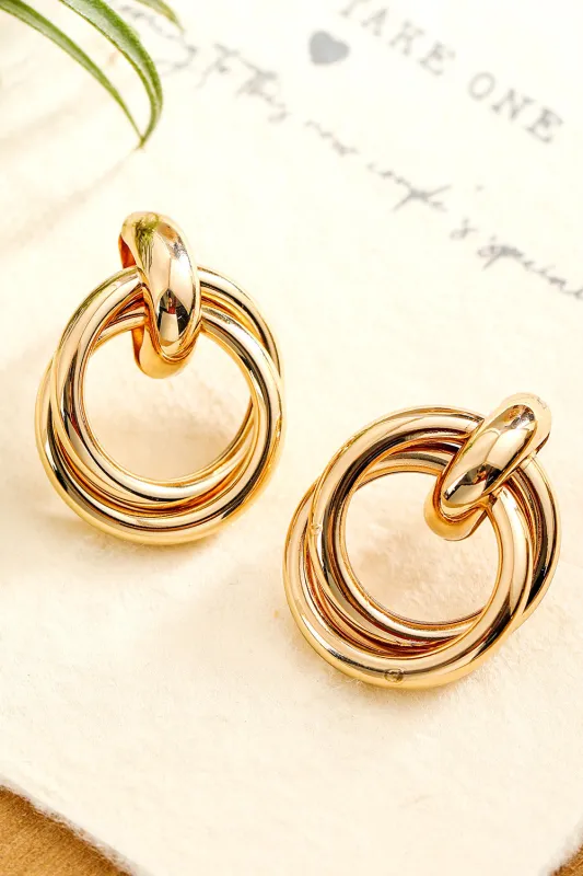 Gold Circles Stud Earrings by Threaded Pear sold by Zulily