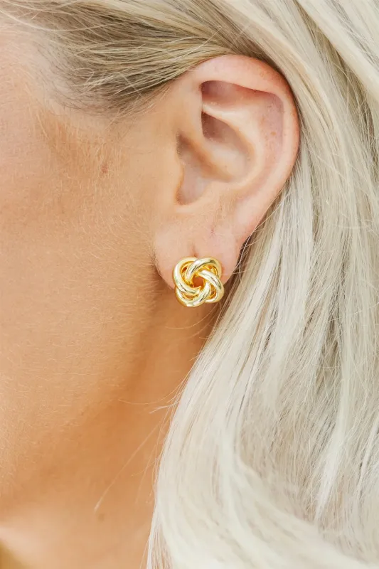 Gold Knotted Stud Earrings by Threaded Pear sold by Zulily