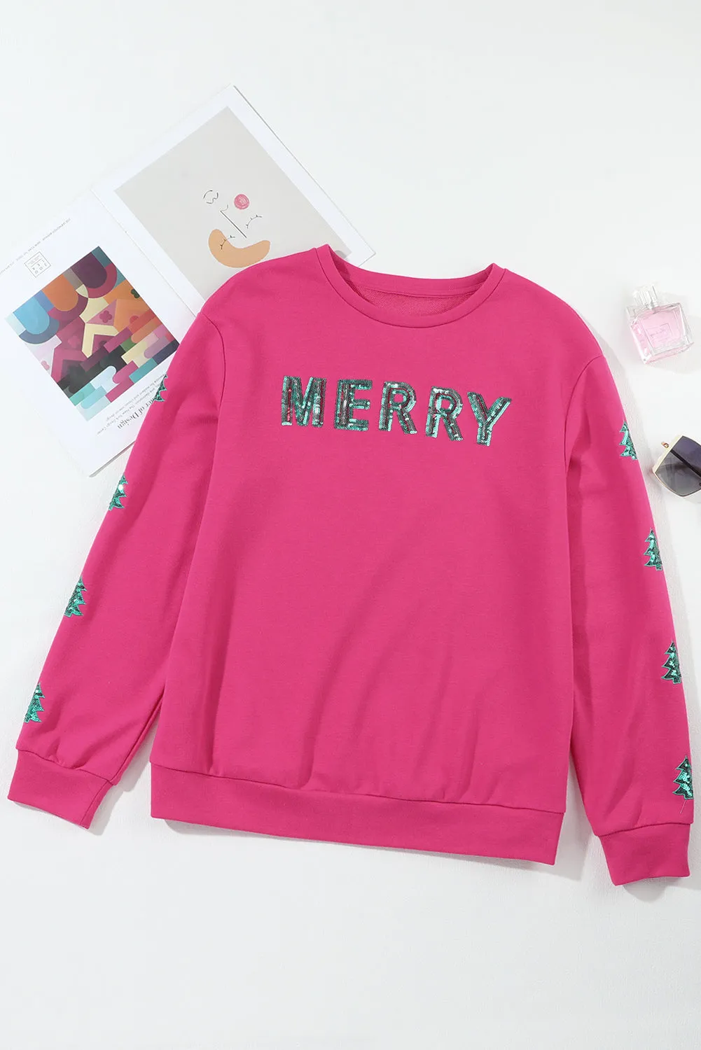 MERRY Christmas Tree Sequin Patchwork Sweatshirt by Threaded Pear sold by Zulily product image thumbnail 3