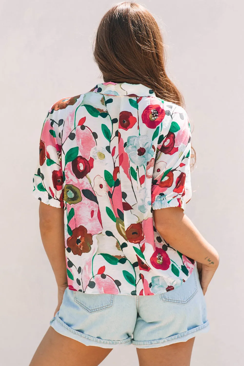 Adele Floral Slit V Neck Blouse by Threaded Pear sold by Zulily product image thumbnail 2
