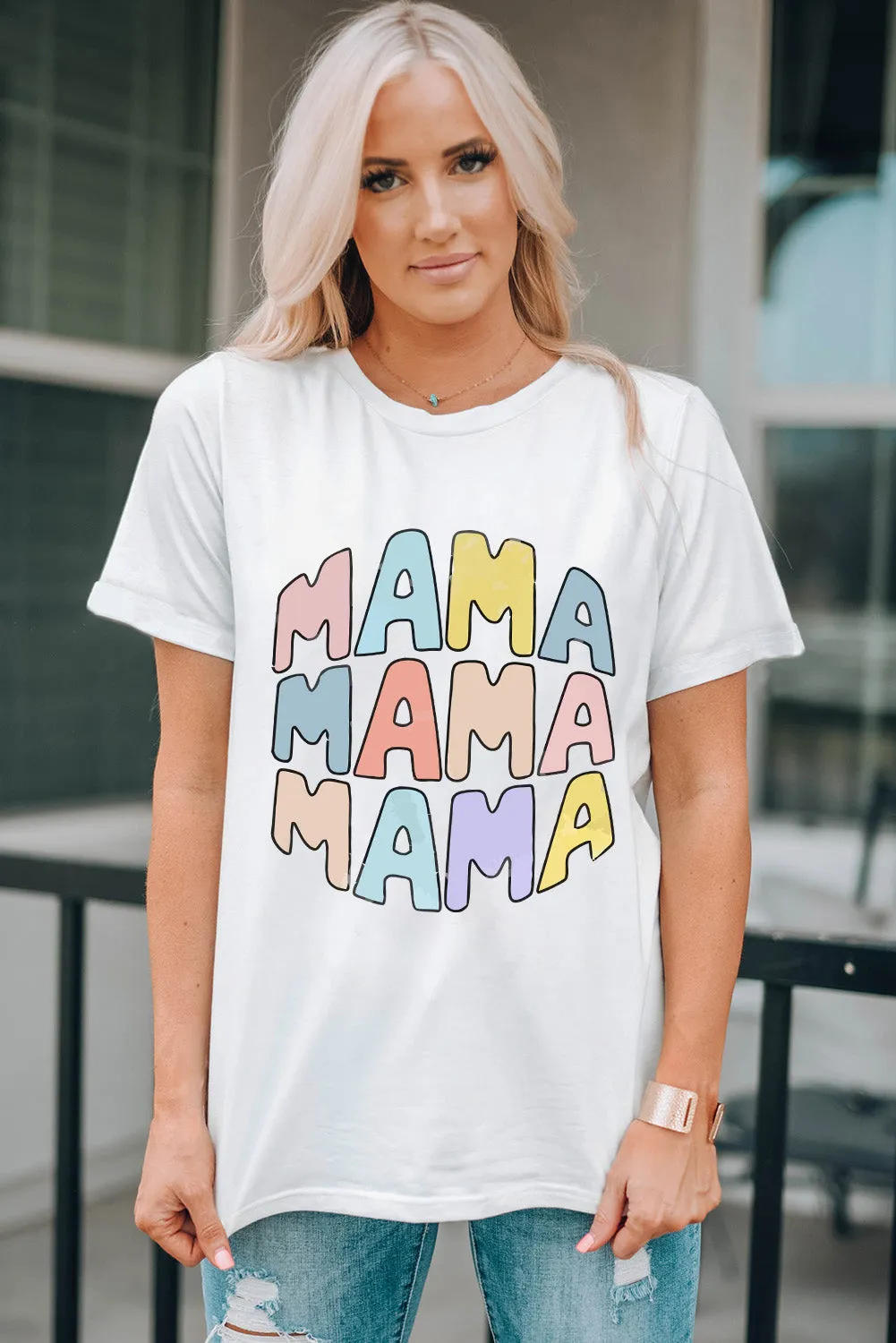 MAMA Crew Neck Casual T Shirt by Threaded Pear sold by Zulily product image thumbnail 3
