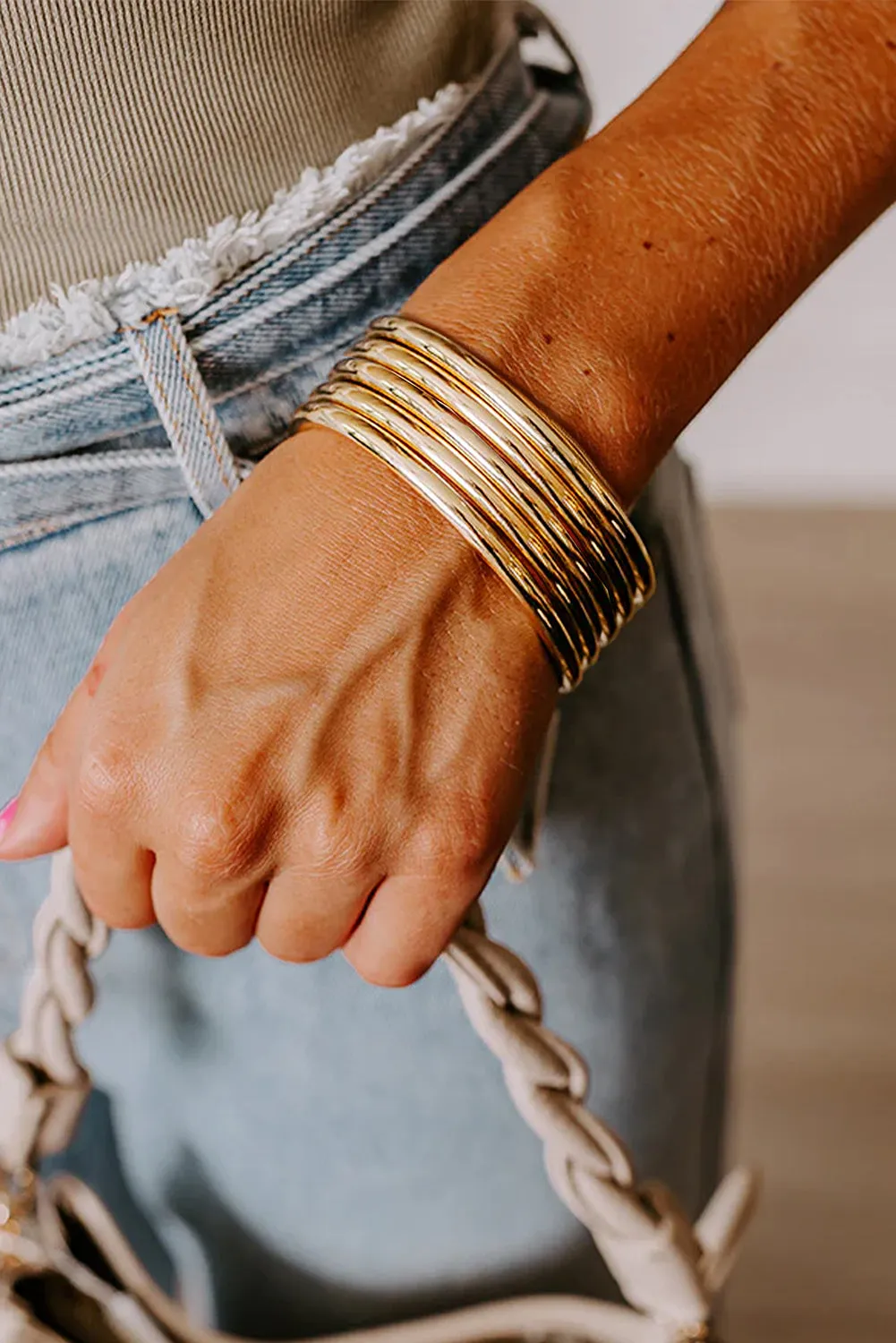 Gold Multi Layer Bangle Bracelet by Threaded Pear sold by Zulily product image thumbnail 4