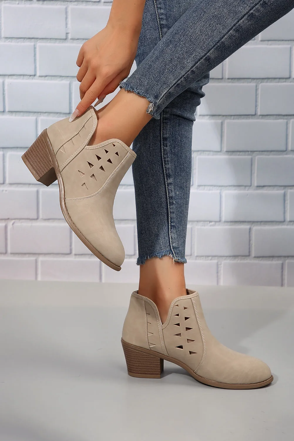 Quinn Cut Out Suede Ankle Boots by Threaded Pear sold by Zulily product image thumbnail 2