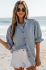 Aya Ruffle Short Puff Sleeve Summer Chambray Top by Threaded Pear sold by Zulily