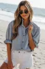 Aya Ruffle Short Puff Sleeve Summer Chambray Top by Threaded Pear sold by Zulily