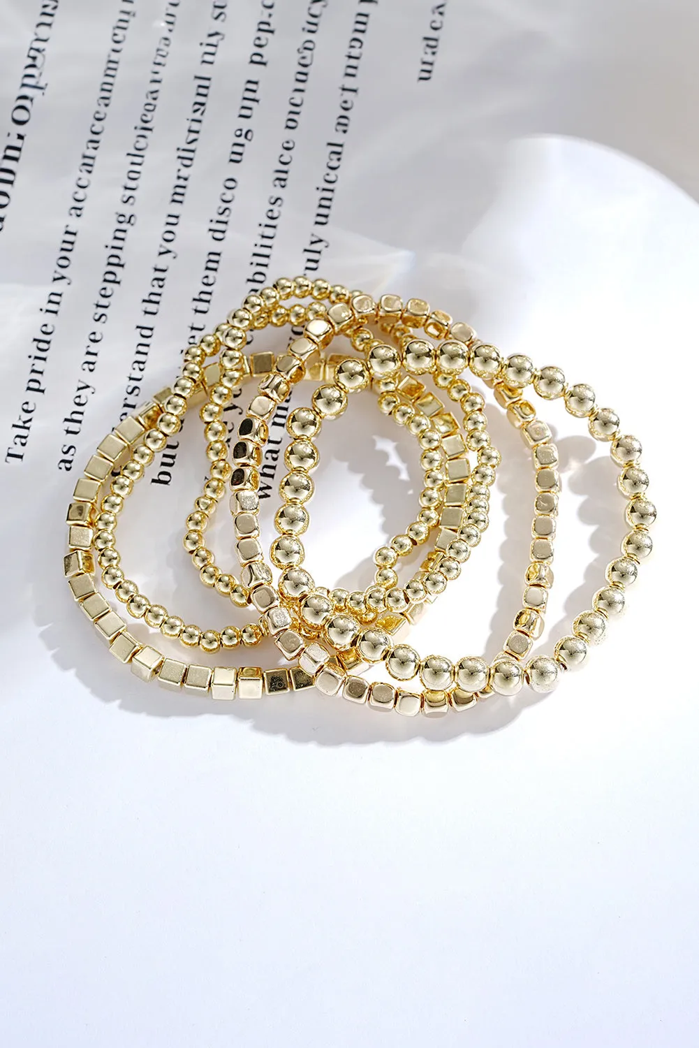 Gold Cube Beaded 5 Pcs Bracelet by Threaded Pear sold by Zulily product image thumbnail 3