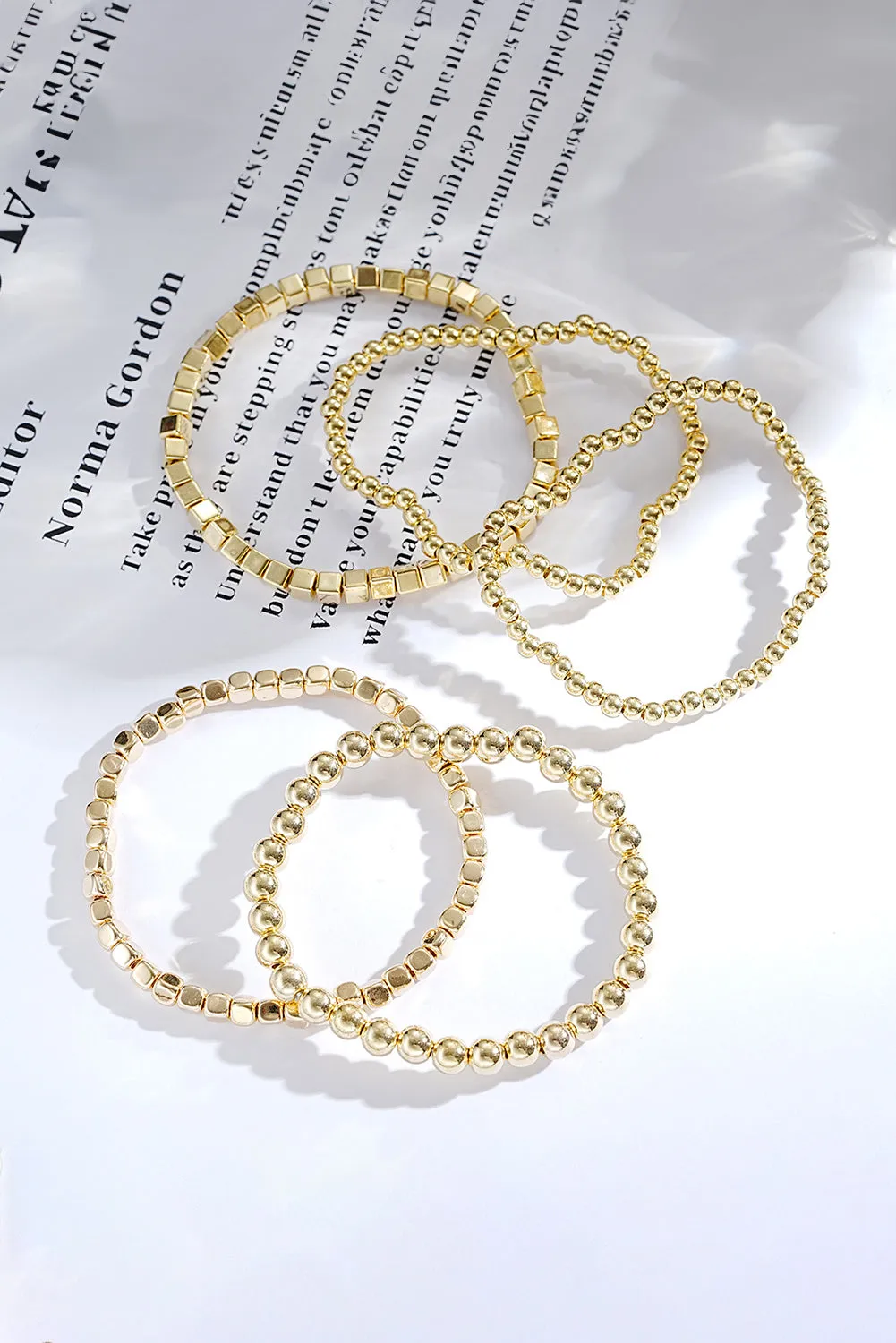 Gold Cube Beaded 5 Pcs Bracelet by Threaded Pear sold by Zulily product image thumbnail 2