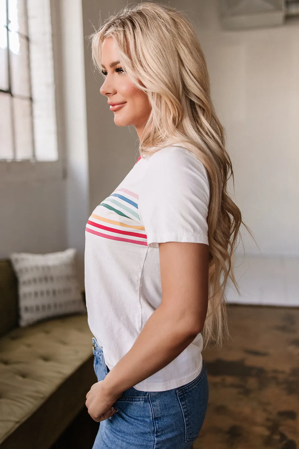 Carter Rainbow Stripe Crewneck Top by Threaded Pear sold by Zulily product image thumbnail 3