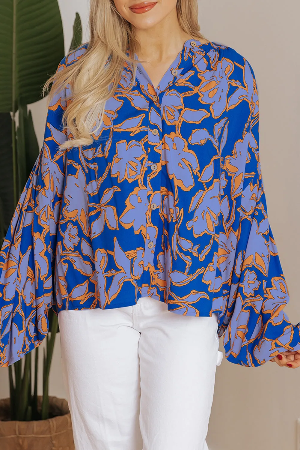 Alyssa Floral Buttoned Loose Fit Shirt by Threaded Pear sold by Zulily product image thumbnail 4